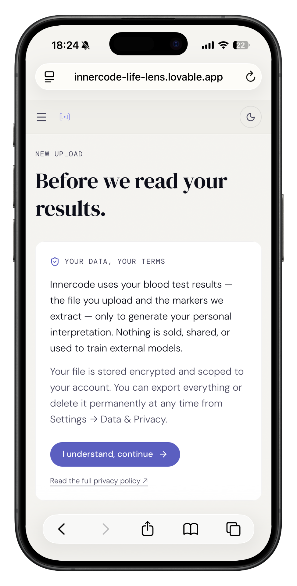 Privacy consent screen